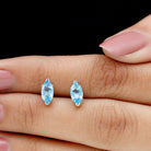 Marquise Cut Swiss Blue Topaz Solitaire Stud Earrings Swiss Blue Topaz - ( AAA ) - Quality - Rosec Jewels