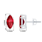 8X4 MM Marquise Cut Created Ruby Solitaire Stud Earring Lab Created Ruby - ( AAAA ) - Quality - Rosec Jewels