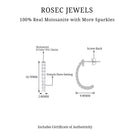 Certified Moissanite Simple Hoop Earrings in Silver - Rosec Jewels