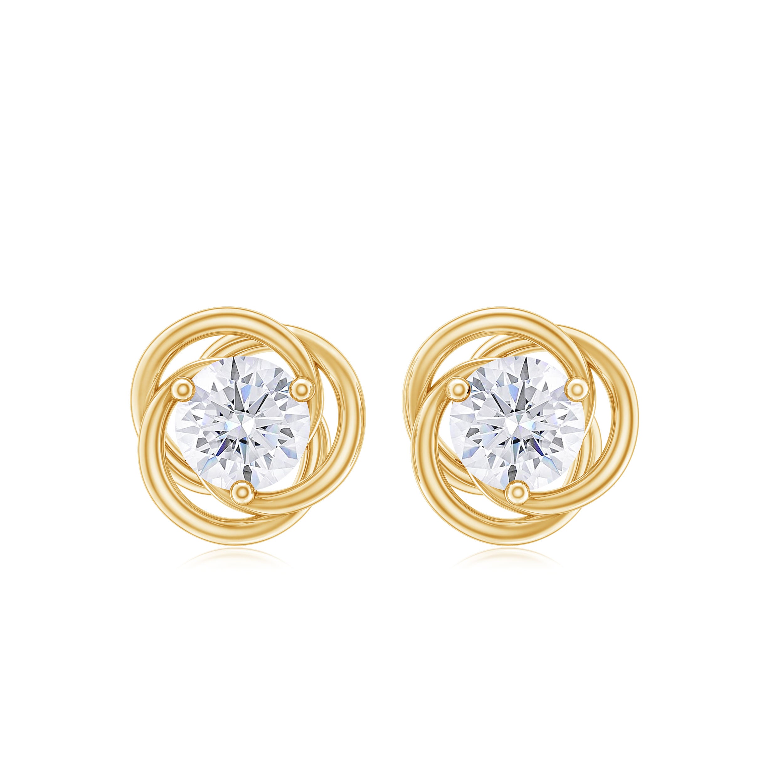 1 CT Moissanite Swirl Stud Earrings Moissanite - ( D-VS1 ) - Color and Clarity - Rosec Jewels