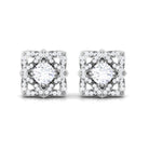 Flower Stud Earrings with Round Shape Diamond Diamond - ( HI-SI ) - Color and Clarity - Rosec Jewels