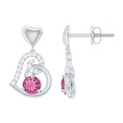 3/4 CT Pink Tourmaline and Diamond Heart Drop Earring Pink Tourmaline - ( AAA ) - Quality - Rosec Jewels