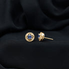 0.25 CT Antique Blue Sapphire and Diamond Beaded Stud Earrings Blue Sapphire - ( AAA ) - Quality - Rosec Jewels