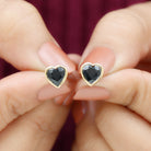 2.5 CT Bezel Set Heart Cut Black Onyx Solitaire Stud Earring Black Onyx - ( AAA ) - Quality - Rosec Jewels