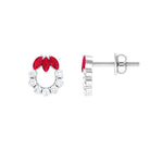 Marquise Cut Lab Grown Ruby Designer Stud Earrings with Diamond Lab Created Ruby - ( AAAA ) - Quality - Rosec Jewels