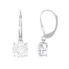 Cushion Cut Cubic Zirconia Solitaire Drop Earrings Zircon - ( AAAA ) - Quality - Rosec Jewels