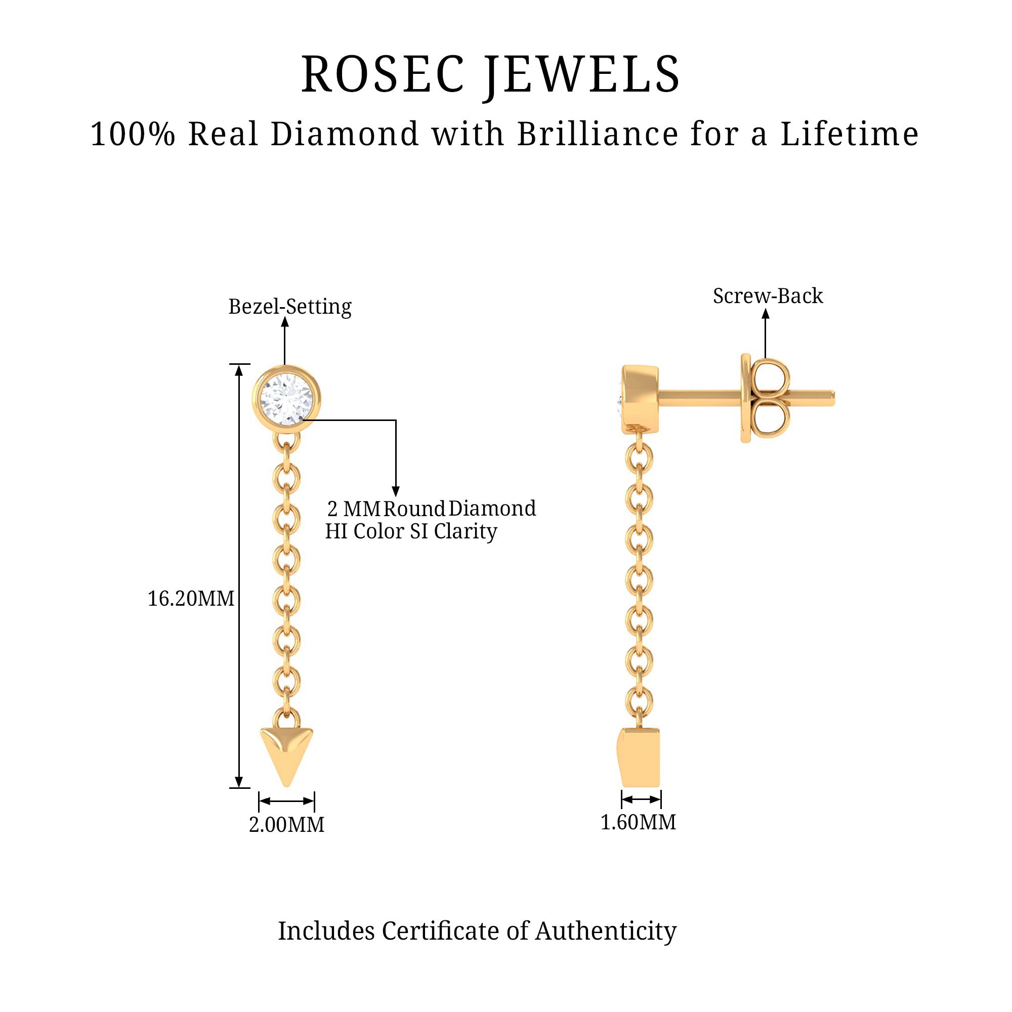 Rosec Jewels-Natural Diamond Long Chain Dangle Earrings