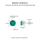 Round Shape Lab Grown Emerald Solitaire Stud Earrings Lab Created Emerald - ( AAAA ) - Quality - Rosec Jewels