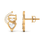 Heart and Round Diamond Animal Stud Earrings Diamond - ( HI-SI ) - Color and Clarity - Rosec Jewels