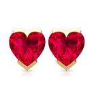 5 MM Heart Shape Ruby Solitaire Stud Earrings Ruby - ( AAA ) - Quality - Rosec Jewels