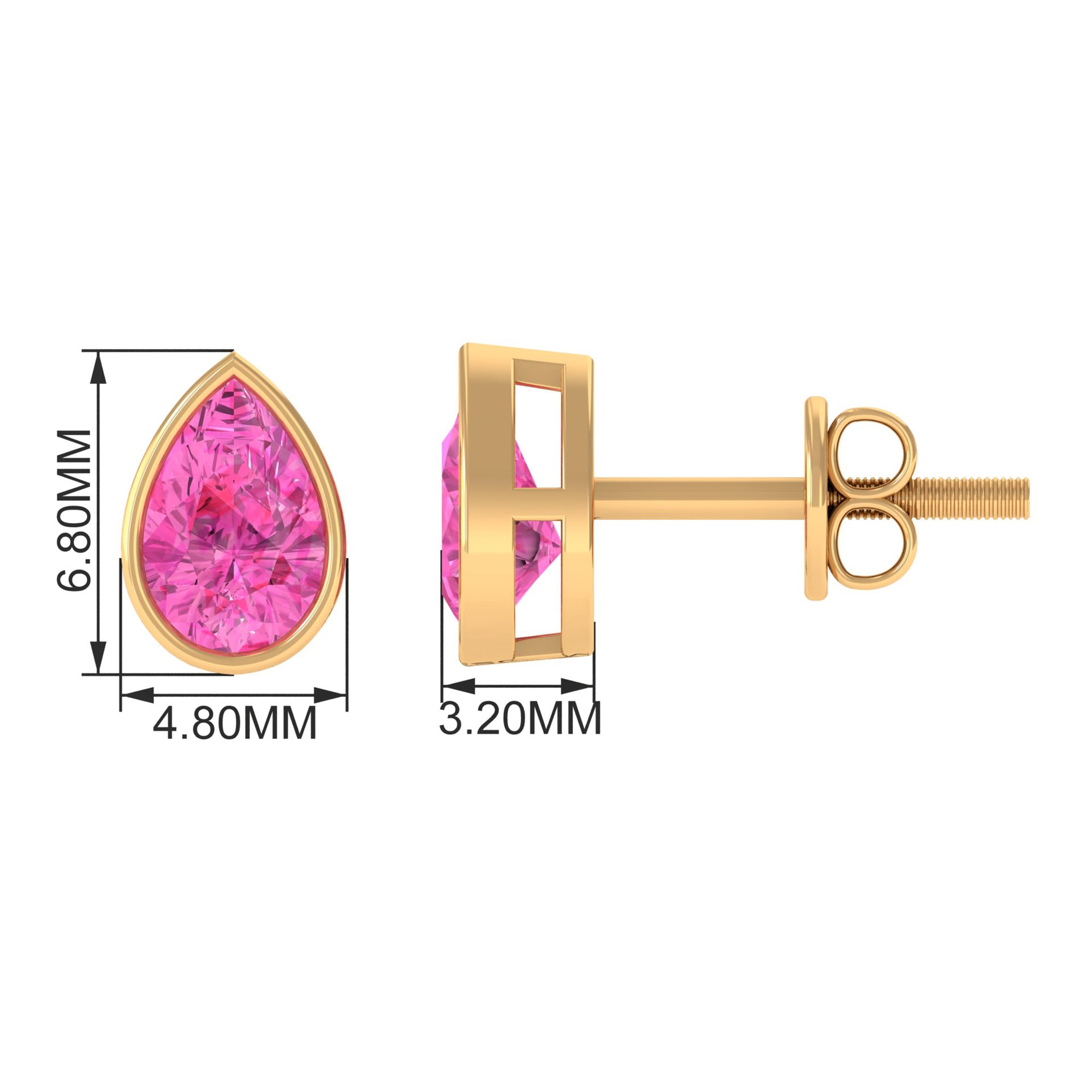 Bezel Set Pear Cut Pink Sapphire Solitaire Stud Earrings Pink Sapphire - ( AAA ) - Quality - Rosec Jewels