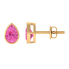 Bezel Set Pear Cut Pink Sapphire Solitaire Stud Earrings Pink Sapphire - ( AAA ) - Quality - Rosec Jewels