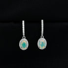 Ethiopian Opal Hoop Drop Earrings with Moissanite Ethiopian Opal - ( AAA ) - Quality - Rosec Jewels