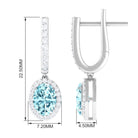 Classic Oval Cut Aquamarine and Diamond Hoop Drop Earrings Aquamarine - ( AAA ) - Quality - Rosec Jewels