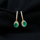 1.75 CT Classic Emerald J Hoop Drop Earrings with Diamond Emerald - ( AAA ) - Quality - Rosec Jewels