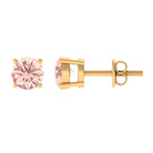 5 MM Morganite Solitaire Stud Earrings in 4 Prong Setting Morganite - ( AAA ) - Quality - Rosec Jewels