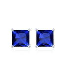 1.50 CT Princess Cut Created Blue Sapphire Solitaire Stud Earrings Lab Created Blue Sapphire - ( AAAA ) - Quality - Rosec Jewels