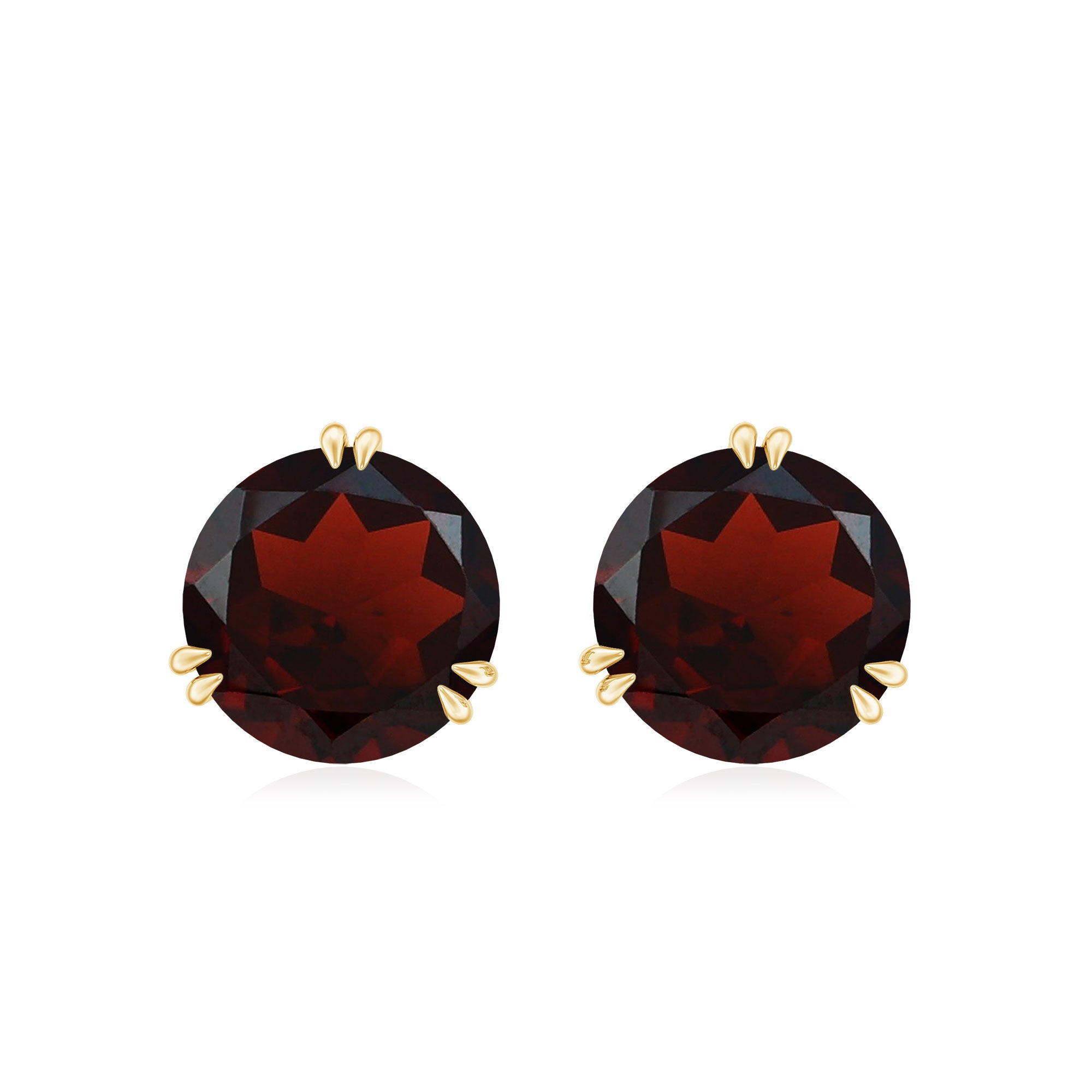 8 MM Garnet Solitaire Stud Earrings in Double Prong Setting Garnet - ( AAA ) - Quality - Rosec Jewels