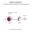 1 CT Simple Pink Tourmaline Solitaire Stud Earrings Pink Tourmaline - ( AAA ) - Quality - Rosec Jewels