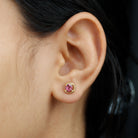 1 CT Simple Pink Tourmaline Solitaire Stud Earrings Pink Tourmaline - ( AAA ) - Quality - Rosec Jewels