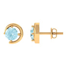 5 MM Round Sky Blue Topaz Simple Solitaire Stud Earrings in Prong Setting Sky Blue Topaz - ( AAA ) - Quality - Rosec Jewels