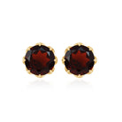 6 MM Decorative Garnet Solitaire Stud Earrings Garnet - ( AAA ) - Quality - Rosec Jewels