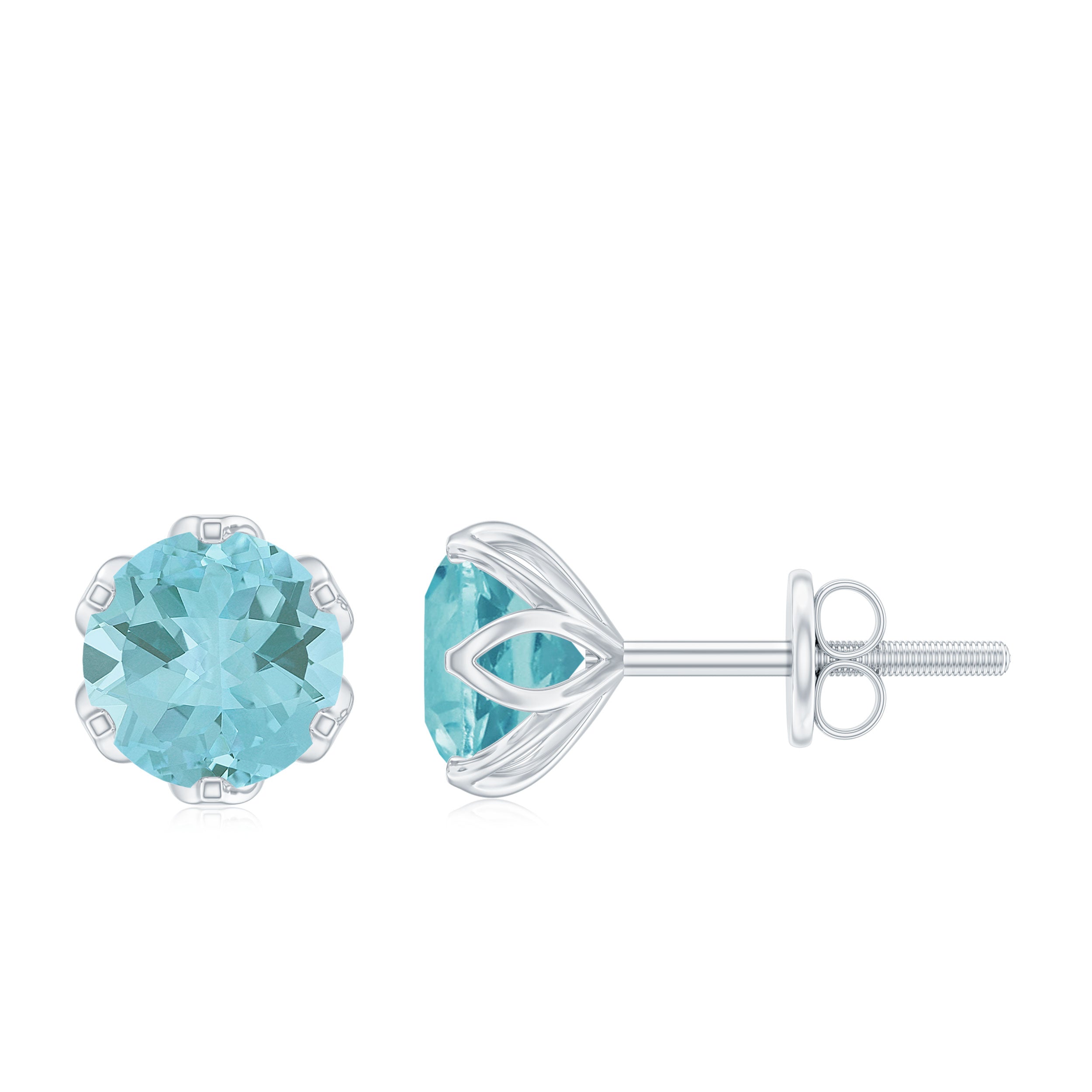 6 MM Round Cut Sky Blue Topaz Solitaire Stud Earrings for Women Sky Blue Topaz - ( AAA ) - Quality - Rosec Jewels