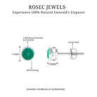 Bezel Set Emerald Solitaire Stud Earrings Emerald - ( AAA ) - Quality - Rosec Jewels