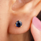 Blue Sapphire Solitaire Stud Earrings Blue Sapphire - ( AAA ) - Quality - Rosec Jewels