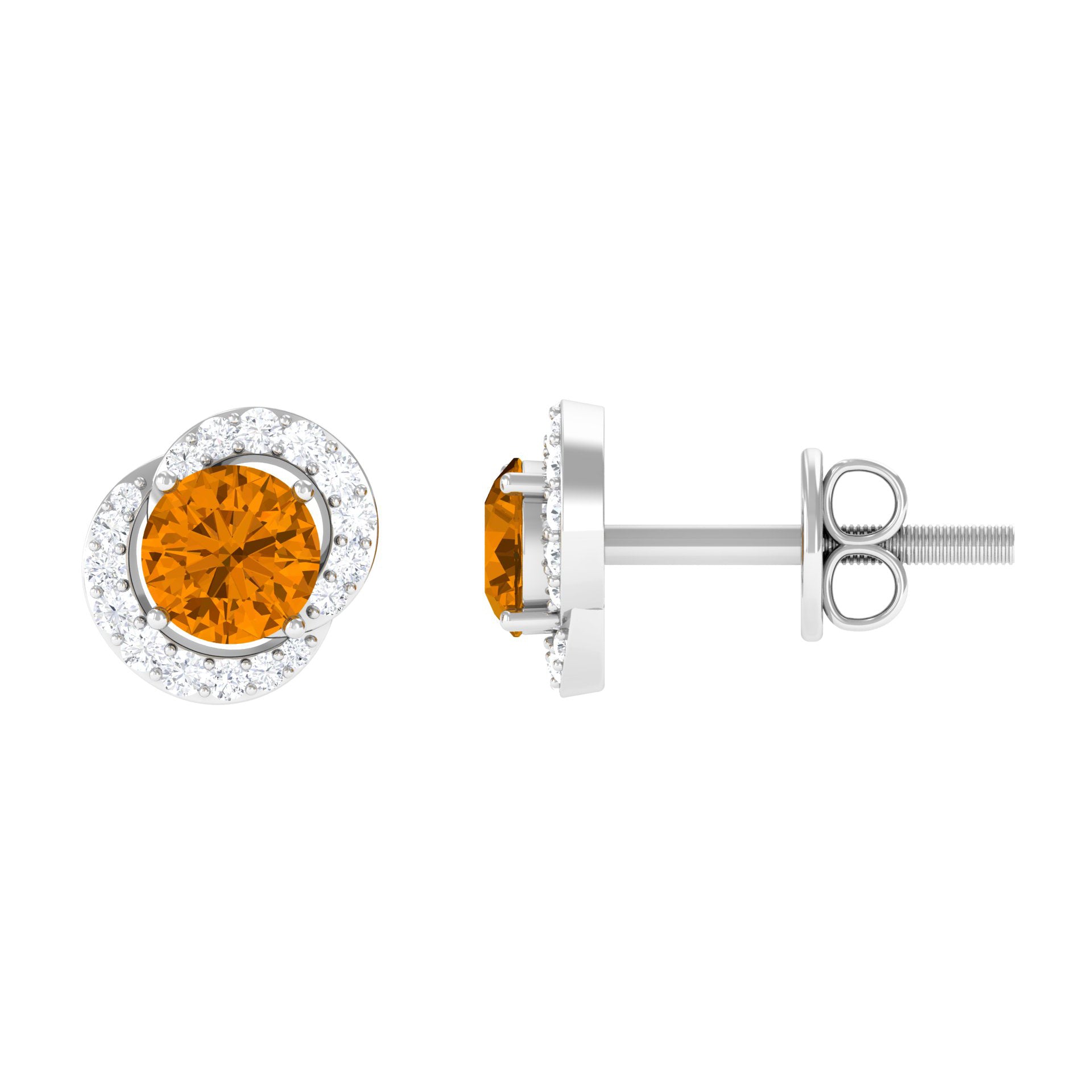 3/4 CT Minimal Citrine and Diamond Stud Earrings Citrine - ( AAA ) - Quality - Rosec Jewels