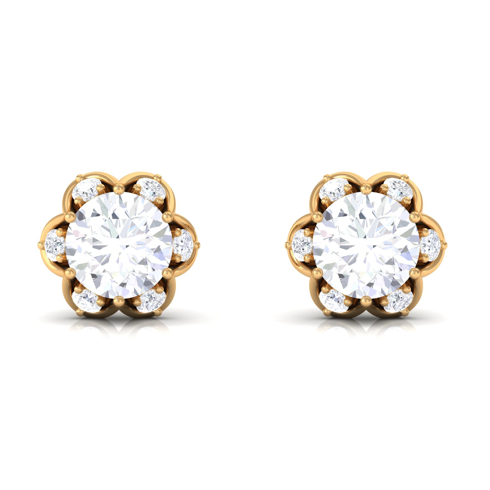 Solitaire Moissanite Designer Stud Earrings Moissanite - ( D-VS1 ) - Color and Clarity - Rosec Jewels