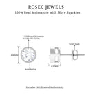 Bezel Set Moissanite Solitaire Stud Earrings for Women Moissanite - ( D-VS1 ) - Color and Clarity - Rosec Jewels