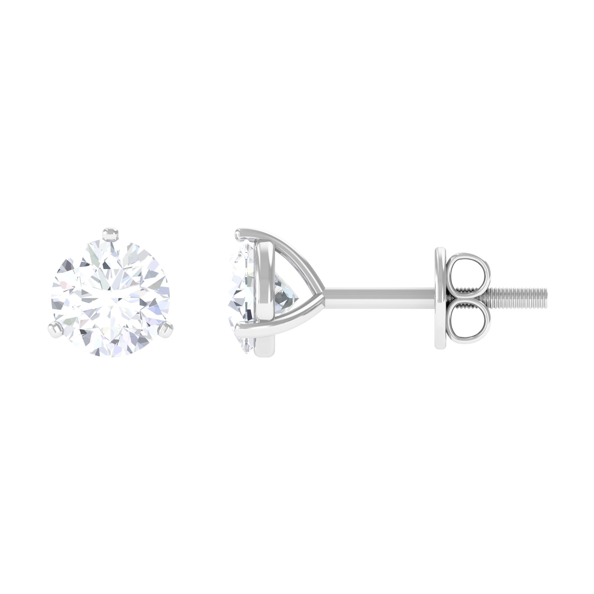 Certified Moissanite Solitaire Stud Earrings Moissanite - ( D-VS1 ) - Color and Clarity - Rosec Jewels