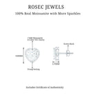 Elegant Heart Shape Moissanite Stud Earrings with Halo in Gold Moissanite - ( D-VS1 ) - Color and Clarity - Rosec Jewels