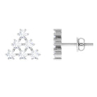 3/4 CT Round Diamond Cluster Triangle Stud Earrings in Gold Diamond - ( HI-SI ) - Color and Clarity - Rosec Jewels