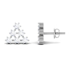 3/4 CT Round Diamond Cluster Triangle Stud Earrings in Gold Diamond - ( HI-SI ) - Color and Clarity - Rosec Jewels