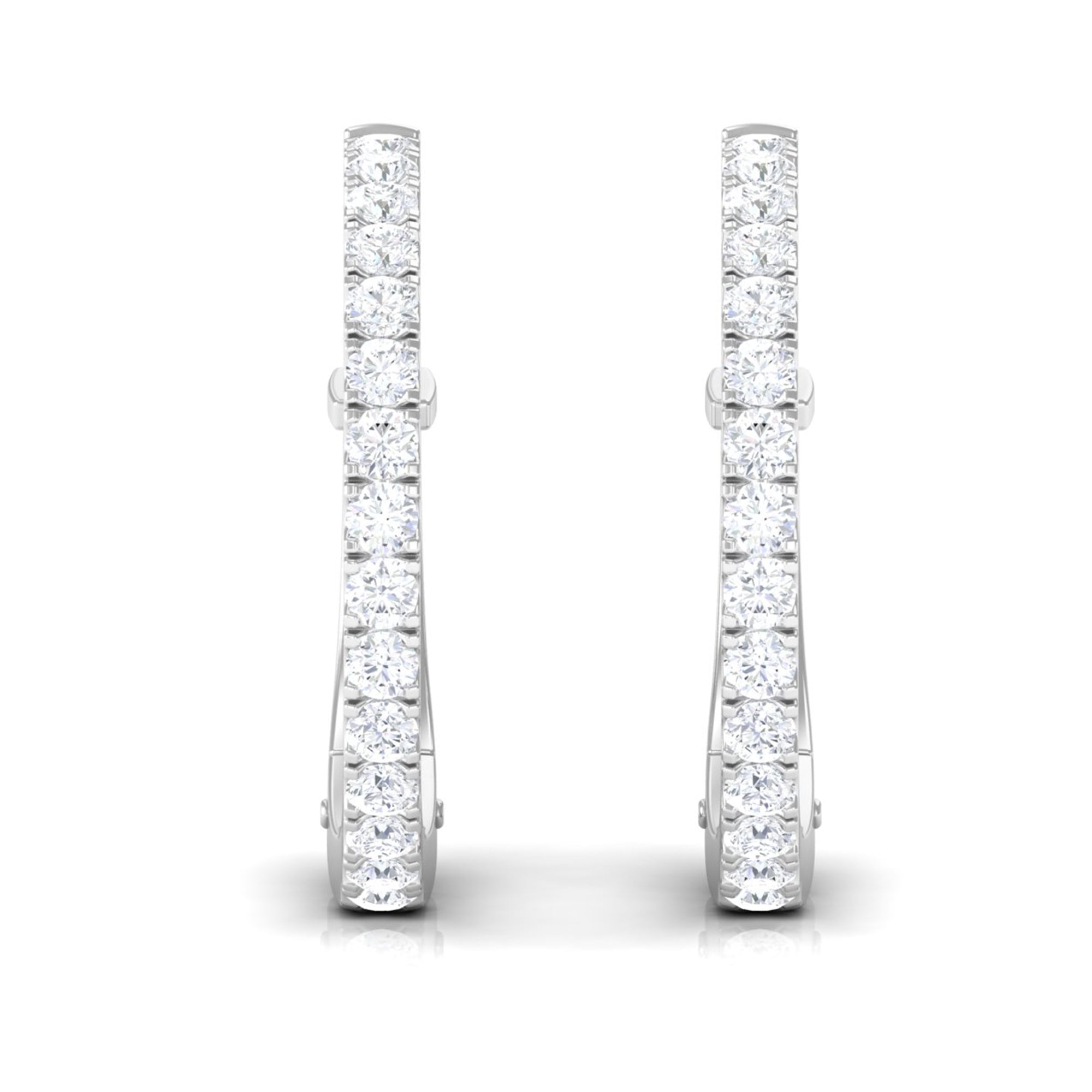 3/4 CT Natural Diamond Simple Hinged Hoop Earrings in Gold Diamond - ( HI-SI ) - Color and Clarity - Rosec Jewels