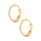 3/4 CT Natural Diamond Simple Hinged Hoop Earrings in Gold Diamond - ( HI-SI ) - Color and Clarity - Rosec Jewels