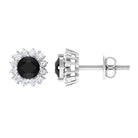 3/4 CT Black Onyx and Diamond Halo Stud Earrings Black Onyx - ( AAA ) - Quality - Rosec Jewels