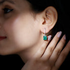 5 CT Octagon Cut Lab Created Emerald and Moissanite Silver Hoop Drop Earrings - Rosec Jewels