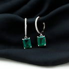 5 CT Octagon Cut Lab Created Emerald and Moissanite Silver Hoop Drop Earrings - Rosec Jewels