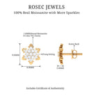 Certified Moissanite Snowflake Stud Earrings Moissanite - ( D-VS1 ) - Color and Clarity - Rosec Jewels