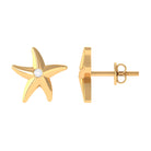 Bezel Set Round Moissanite Starfish Stud Earrings Moissanite - ( D-VS1 ) - Color and Clarity - Rosec Jewels