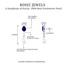 7.5 CT Blue Sapphire And Freshwater Pearl Dangle Earrings with Moissanite Blue Sapphire - ( AAA ) - Quality - Rosec Jewels