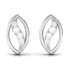 Certified Zircon Gold Petal Stud Earrings in Pave Setting Zircon - ( AAAA ) - Quality - Rosec Jewels