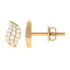 1/4 CT Zircon Gold Leaf Stud Earrings in Pave Setting Zircon - ( AAAA ) - Quality - Rosec Jewels