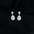 2.50 CT Moissanite Silver Teardrop Bridal Dangle Earrings in Prong Setting Moissanite - ( D-VS1 ) - Color and Clarity 92.5 Sterling Silver - Rosec Jewels