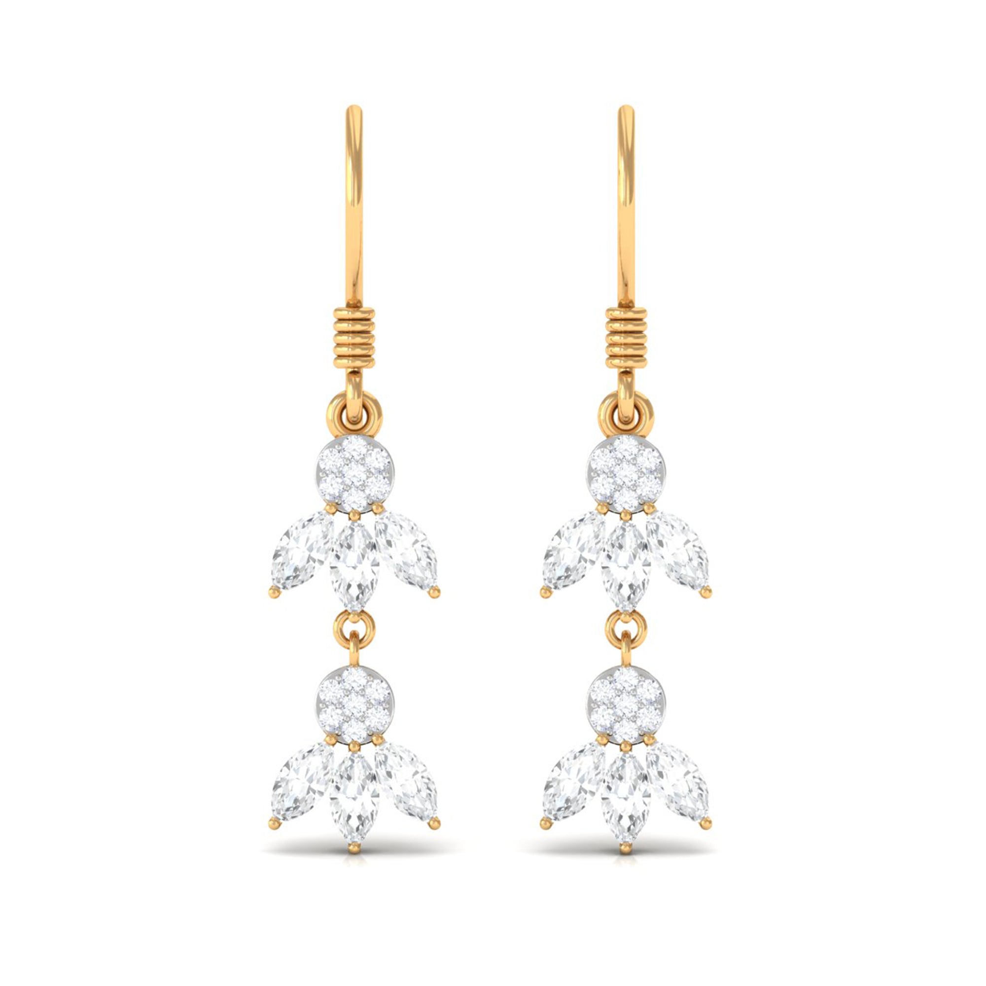 Nature Inspired Moissanite Dangle Earrings Moissanite - ( D-VS1 ) - Color and Clarity - Rosec Jewels