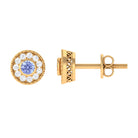 Antique Style Tanzanite and Diamond Halo Stud Earrings Tanzanite - ( AAA ) - Quality - Rosec Jewels