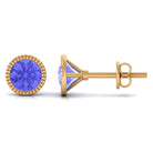 1 CT Round Cut Natural Tanzanite Solitaire Stud Earring in Bezel Setting Tanzanite - ( AAA ) - Quality - Rosec Jewels